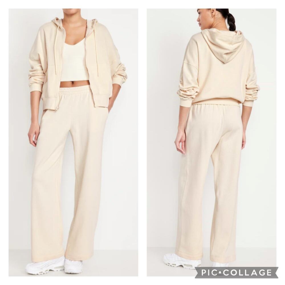 Old Navy So Comfy Wide Leg Sweatpants Cream NEW Size XL